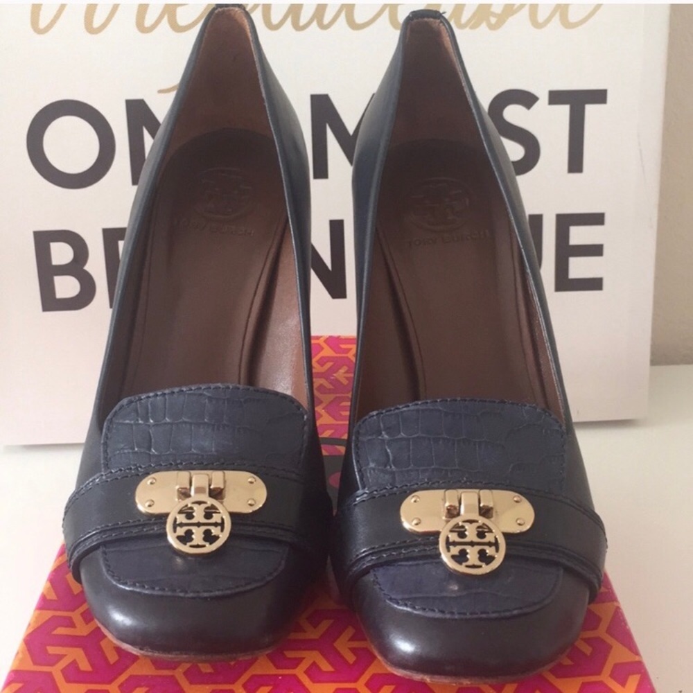 Tory Burch Navy High-heel Loafer-10